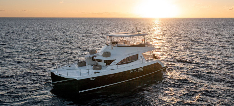 Fishing boat 'twilight' out on the water off the coast of Kokomo Private Island Fiji