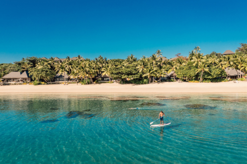 The view of Kokomo Private Island Fiji from the sea.